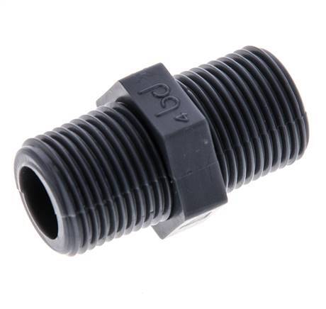 Double Nipple G3/8'' Polypropylene (pp) 10bar (140.5psi) FDA 20mm Hex [2 Pieces]