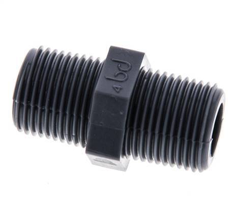 Double Nipple G3/8'' Polypropylene (pp) 10bar (140.5psi) FDA 20mm Hex [2 Pieces]