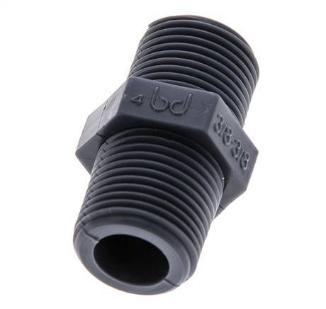 Double Nipple G3/8'' Polypropylene (pp) 10bar (140.5psi) FDA 20mm Hex [2 Pieces]