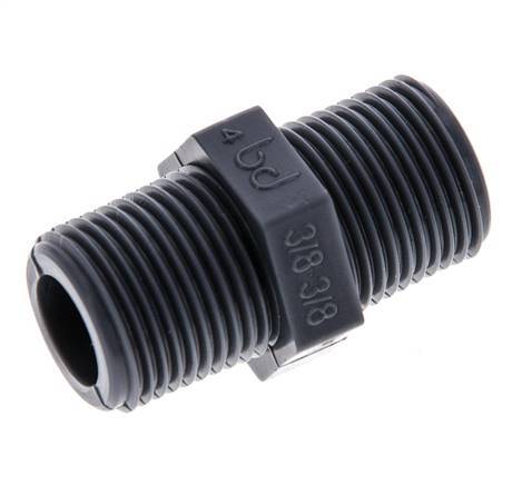 Double Nipple G3/8'' Polypropylene (pp) 10bar (140.5psi) FDA 20mm Hex [2 Pieces]