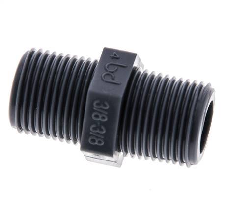 Double Nipple G3/8'' Polypropylene (pp) 10bar (140.5psi) FDA 20mm Hex [2 Pieces]