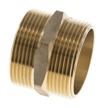 Espiga doble G1 1/2'' Junta plana de latón 16bar (224,8psi) 48mm hexagonal