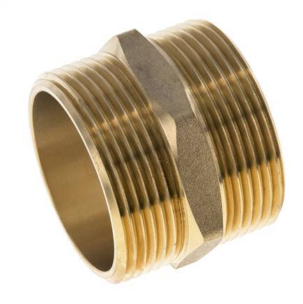Espiga doble G1 1/2'' Junta plana de latón 16bar (224,8psi) 48mm hexagonal