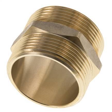 Espiga doble G1 1/2'' Junta plana de latón 16bar (224,8psi) 48mm hexagonal