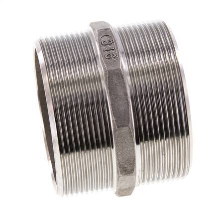 Espiga doble G2 1/2'' Acero inoxidable Junta plana 16bar (224.8psi) 78mm Hex.