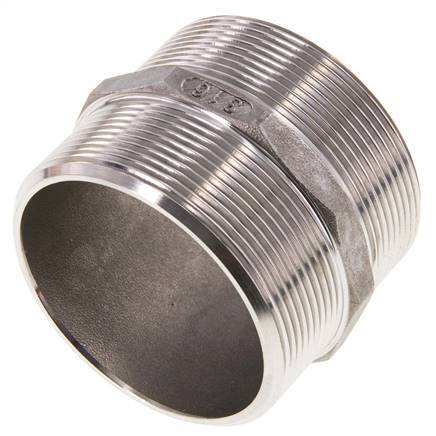 Espiga doble G2 1/2'' Acero inoxidable Junta plana 16bar (224.8psi) 78mm Hex.
