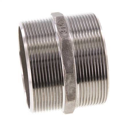 Espiga doble G2 1/2'' Acero inoxidable Junta plana 16bar (224.8psi) 78mm Hex.