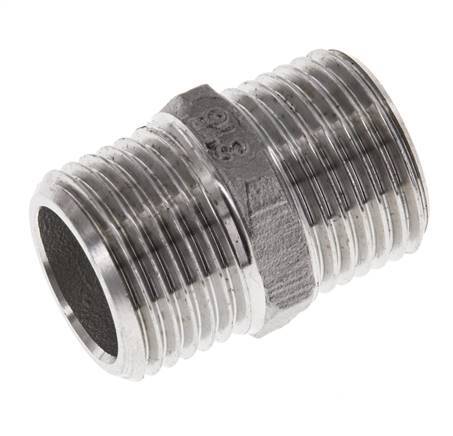 Espiga doble G1/2'' acero inoxidable junta plana 16bar (224.8psi) 22mm hexagonal