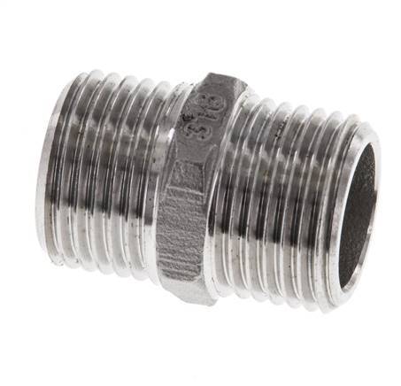 Espiga doble G1/2'' acero inoxidable junta plana 16bar (224.8psi) 22mm hexagonal