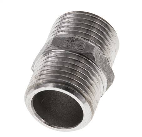 Espiga doble G1/2'' acero inoxidable junta plana 16bar (224.8psi) 22mm hexagonal