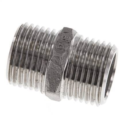 Espiga doble G1/2'' acero inoxidable junta plana 16bar (224.8psi) 22mm hexagonal