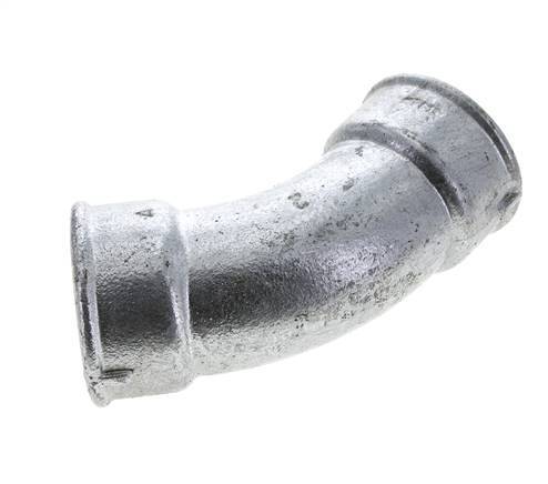 Racor acodado 45deg Rp2'' Hembra Hierro fundido 25bar (351.25psi)
