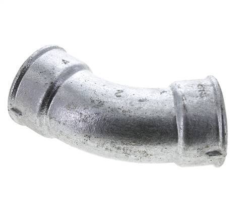 Racor acodado 45deg Rp2'' Hembra Hierro fundido 25bar (351.25psi)