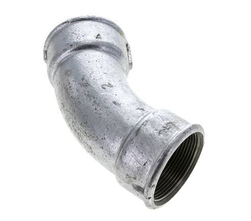 Racor acodado 45deg Rp2'' Hembra Hierro fundido 25bar (351.25psi)