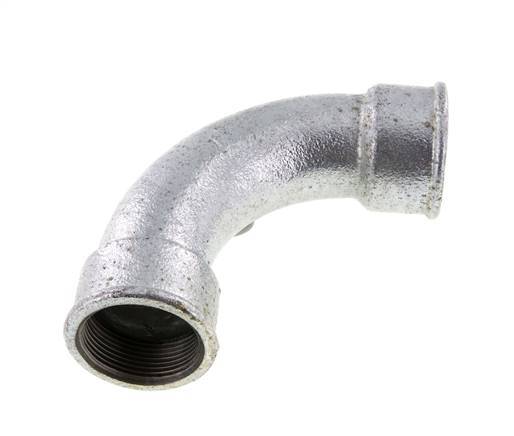 Racor acodado 90deg Rp1 1/2'' Hembra Hierro fundido largo 25bar (351.25psi)