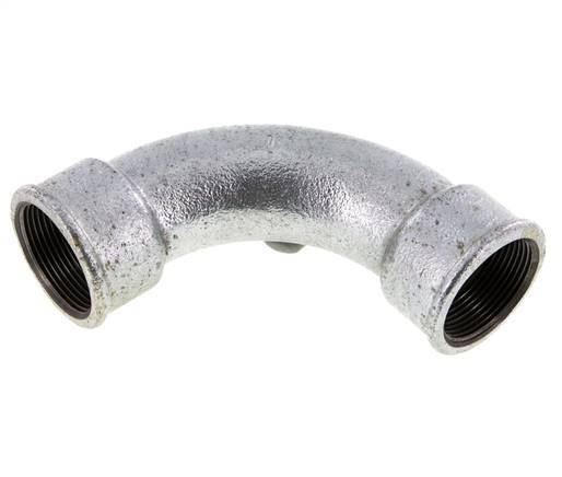 Racor acodado 90deg Rp1 1/2'' Hembra Hierro fundido largo 25bar (351.25psi)