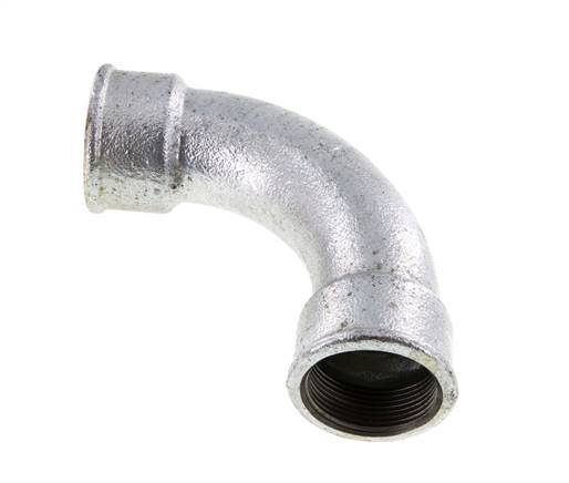 Racor acodado 90deg Rp1 1/2'' Hembra Hierro fundido largo 25bar (351.25psi)