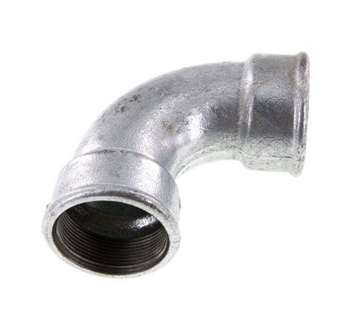 Racor acodado 90deg Rp2'' Hembra Hierro fundido corto 25bar (351.25psi)