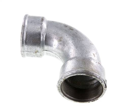 Racor acodado 90deg Rp2'' Hembra Hierro fundido corto 25bar (351.25psi)