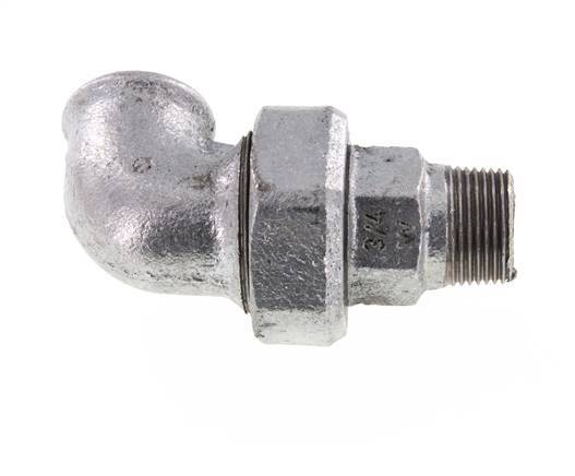 Conector en ángulo de 90 grados 3/4'' macho R x hembra Rp hierro fundido junta cónica 25bar (351.25psi)