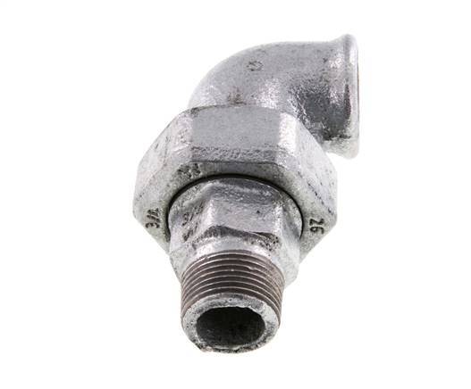 Conector en ángulo de 90 grados 3/4'' macho R x hembra Rp hierro fundido junta cónica 25bar (351.25psi)