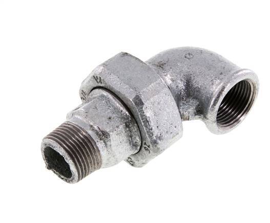 Conector en ángulo de 90 grados 3/4'' macho R x hembra Rp hierro fundido junta cónica 25bar (351.25psi)