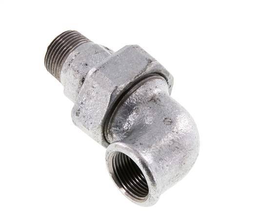 Conector en ángulo de 90 grados 3/4'' macho R x hembra Rp hierro fundido junta cónica 25bar (351.25psi)