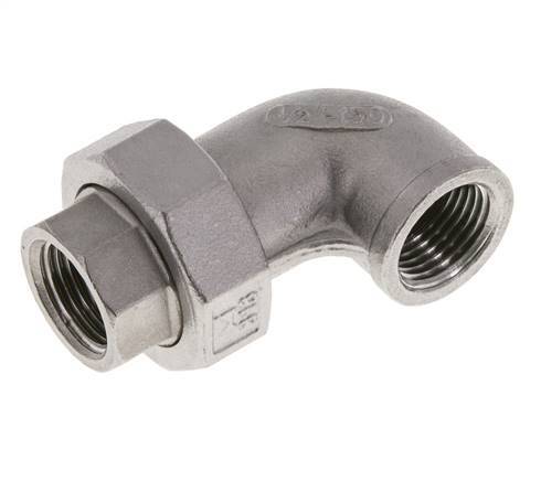 Racor de unión acodado 90deg Rp1/2'' Hembra Acero inoxidable Junta plana PTFE 16bar (224.8psi)