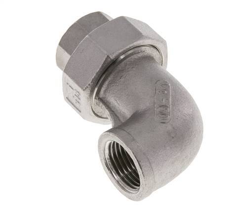 Racor de unión acodado 90deg Rp1/2'' Hembra Acero inoxidable Junta plana PTFE 16bar (224.8psi)
