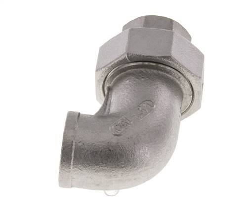 Racor de unión acodado 90deg Rp1/2'' Hembra Acero inoxidable Junta plana PTFE 16bar (224.8psi)