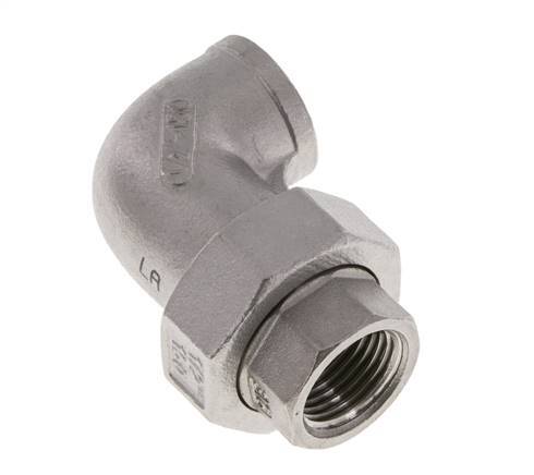 Racor de unión acodado 90deg Rp1/2'' Hembra Acero inoxidable Junta plana PTFE 16bar (224.8psi)
