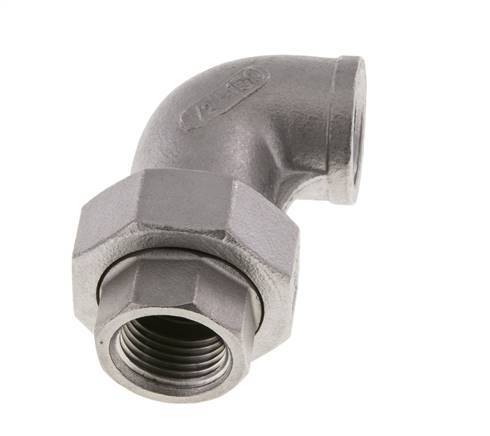 Racor de unión acodado 90deg Rp1/2'' Hembra Acero inoxidable Junta plana PTFE 16bar (224.8psi)
