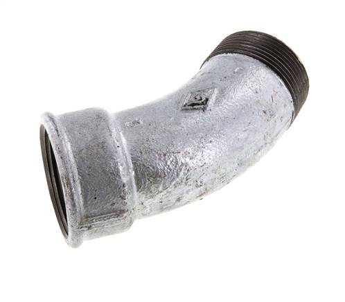 Racor codo 45deg R1 1/2'' Macho x Rp1 1/2'' Hembra Hierro fundido 25bar (351.25psi)