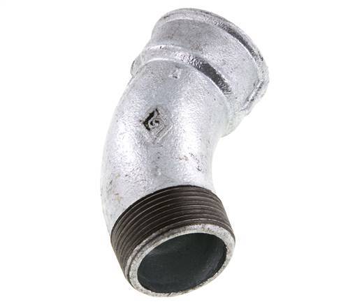 Racor codo 45deg R1 1/2'' Macho x Rp1 1/2'' Hembra Hierro fundido 25bar (351.25psi)