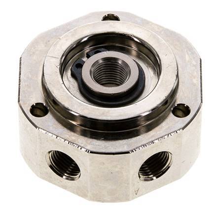 Junta rotativa de 6 vías 1/8'' x3/8'' Latón niquelado PUR 0bar (0.0psi)
