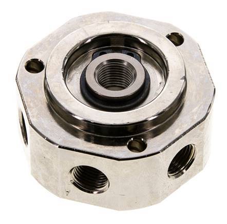 Junta rotativa de 6 vías 1/8'' x3/8'' Latón niquelado PUR 0bar (0.0psi)