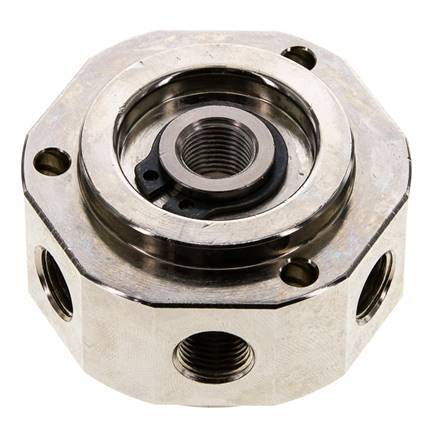 Junta rotativa de 6 vías 1/8'' x3/8'' Latón niquelado PUR 0bar (0.0psi)