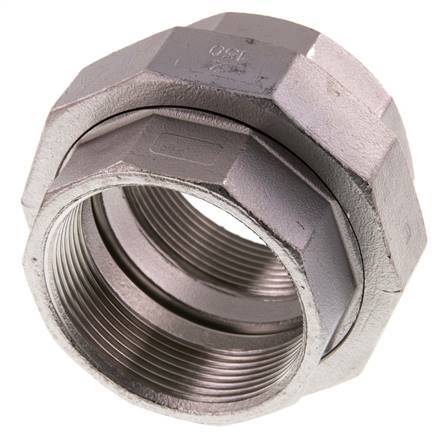Unión Conector Recto Rp2'' Hembra Acero Inoxidable Junta Plana PTFE 16bar (224.8psi)