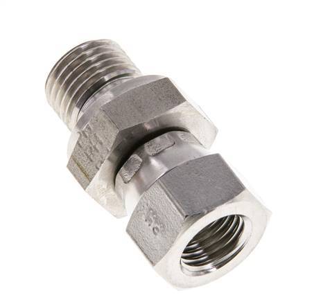 Racor Reductor JIC UNF 7/16''-20 Hembra x G1/4'' Macho Ajustable Acero Inoxidable 310bar (4355.5psi)