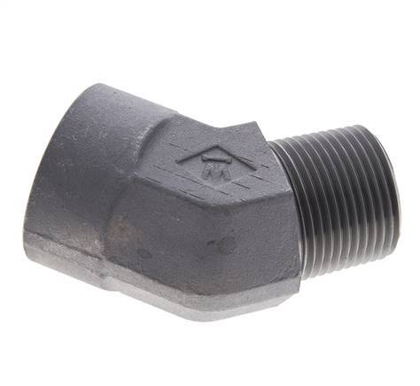 Racor en ángulo de 45 grados 1'' NPT macho x hembra Acero 140bar (1967.0psi)