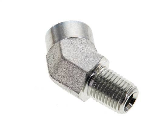 Racor acodado de 45 grados 1/4'' NPT macho x hembra Acero 275bar (3863.75psi)