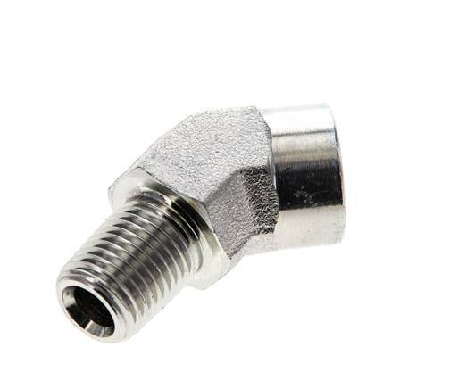 Racor acodado de 45 grados 1/4'' NPT macho x hembra Acero 275bar (3863.75psi)