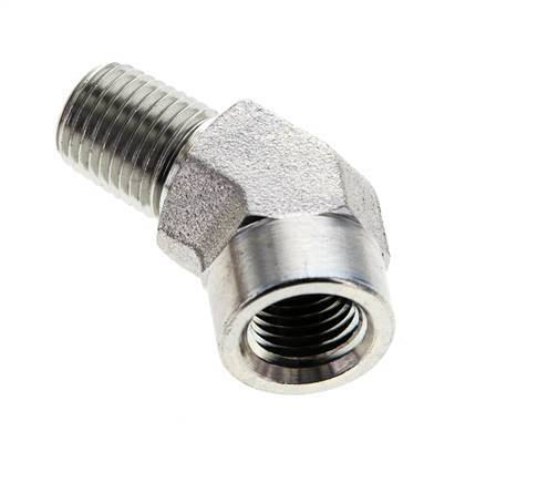 Racor acodado de 45 grados 1/4'' NPT macho x hembra Acero 275bar (3863.75psi)