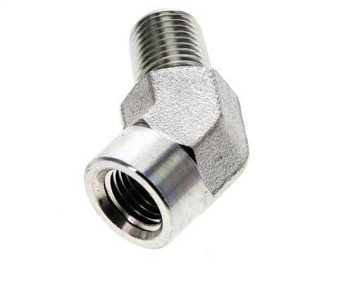 Racor acodado de 45 grados 1/4'' NPT macho x hembra Acero 275bar (3863.75psi)