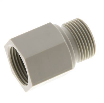 Extensión roscada G3/4'' Macho x Hembra Polipropileno (pp) 10bar (140.5psi) FDA 32mm Hex.