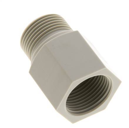 Extensión roscada G3/4'' Macho x Hembra Polipropileno (pp) 10bar (140.5psi) FDA 32mm Hex.