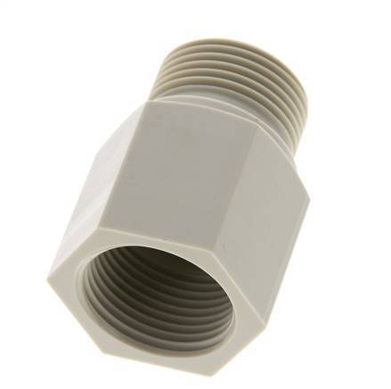 Extensión roscada G3/4'' Macho x Hembra Polipropileno (pp) 10bar (140.5psi) FDA 32mm Hex.