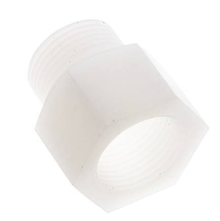 Extensión roscada G1'' Macho x Hembra PVDF 10bar (140,5psi) FDA 43mm Hex.