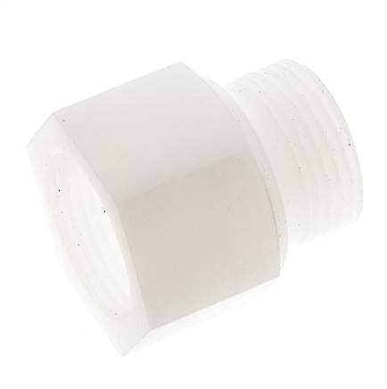 Extensión roscada G1'' Macho x Hembra PVDF 10bar (140,5psi) FDA 43mm Hex.