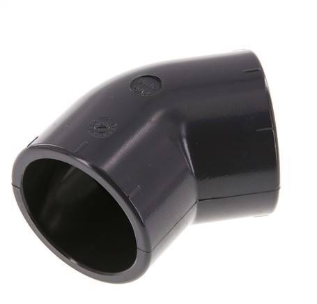 PVC 45deg Elbow Fitting Socket 50x62mm [2 Pieces]